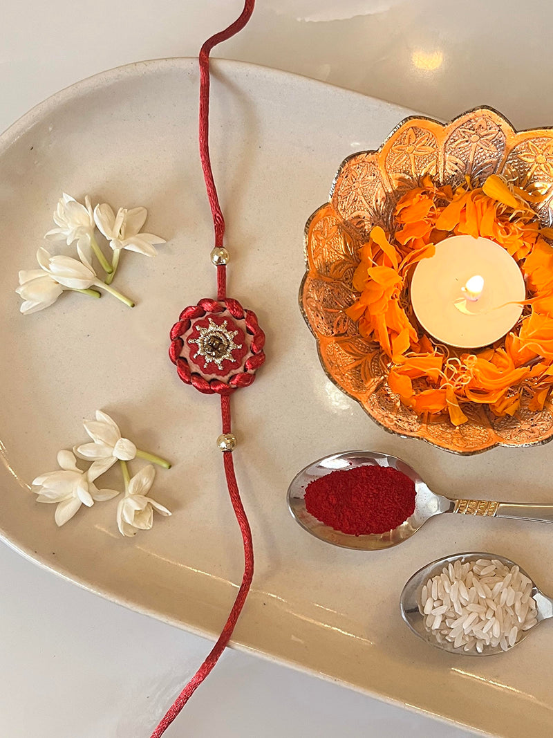 Traditional Red Chakra Handmade Rakhi