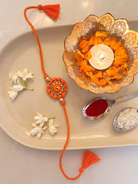 Traditional Orange Chakra Handmade Rakhi