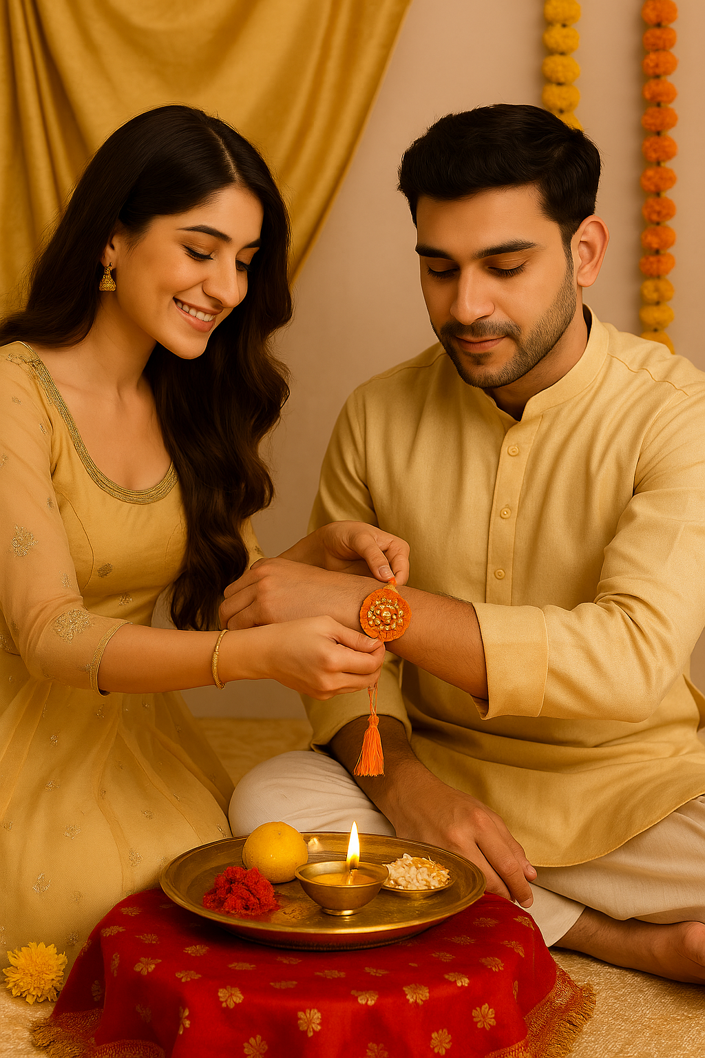 Traditional Orange Chakra Handmade Rakhi