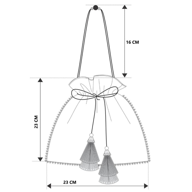 Potli, Organza Frill, Grey