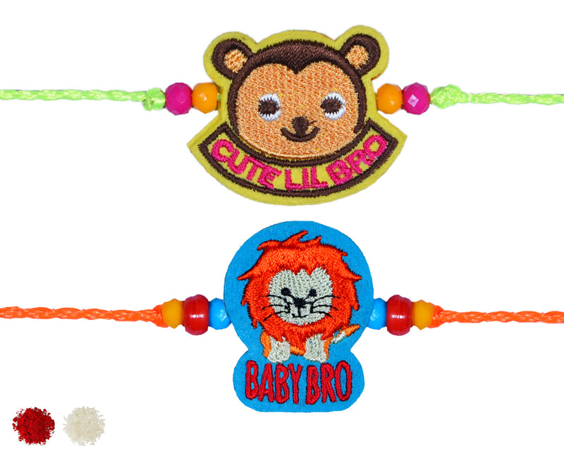 Rakhi Lion-Blue Panda-Yellow Combo Pack of 2