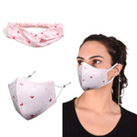 Face Mask Hairband Heart Pink Pack of 2