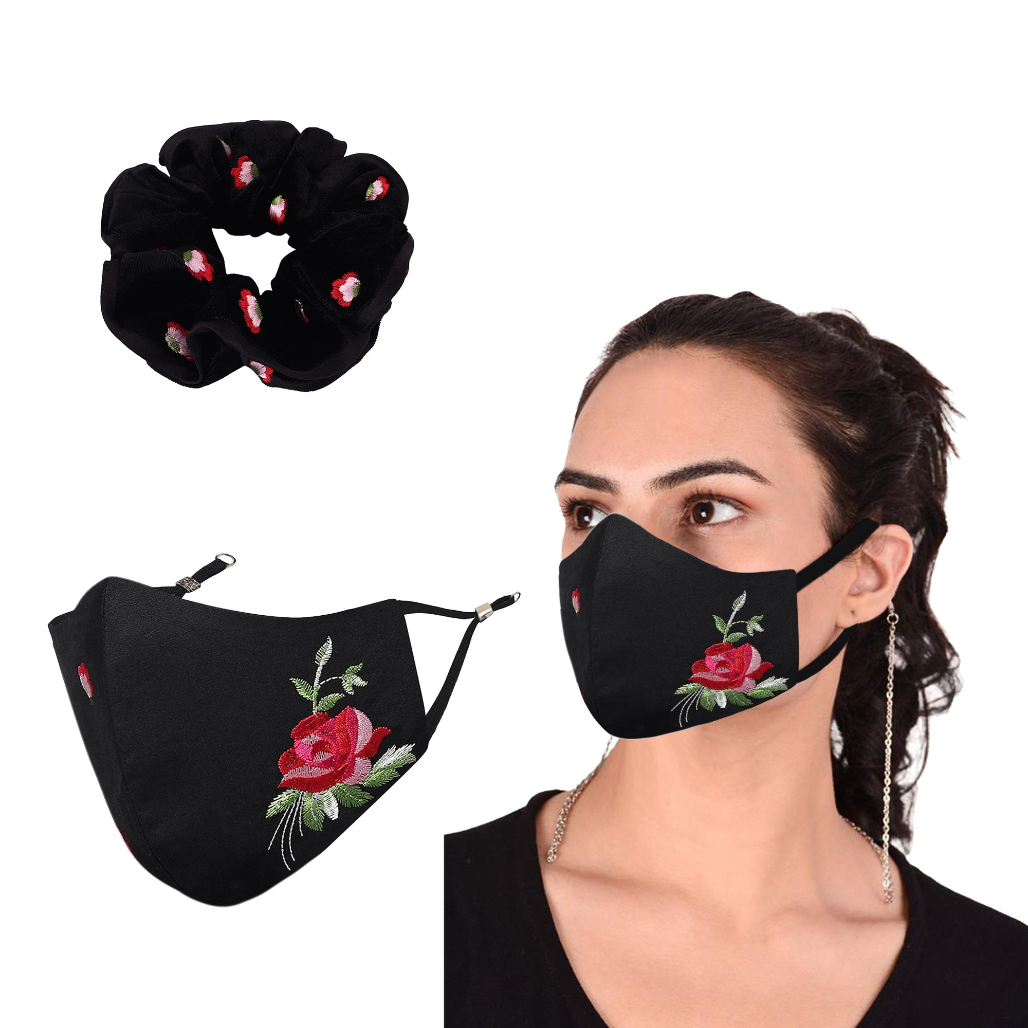 Face Mask Scrunchie, Rosette Combo L Pack of 2