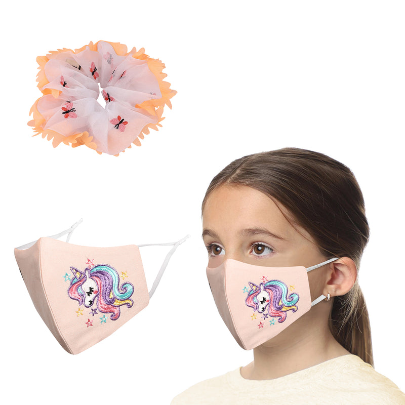 Face Mask Scrunchie, Uni Face Frill Org Combo Pack of 2